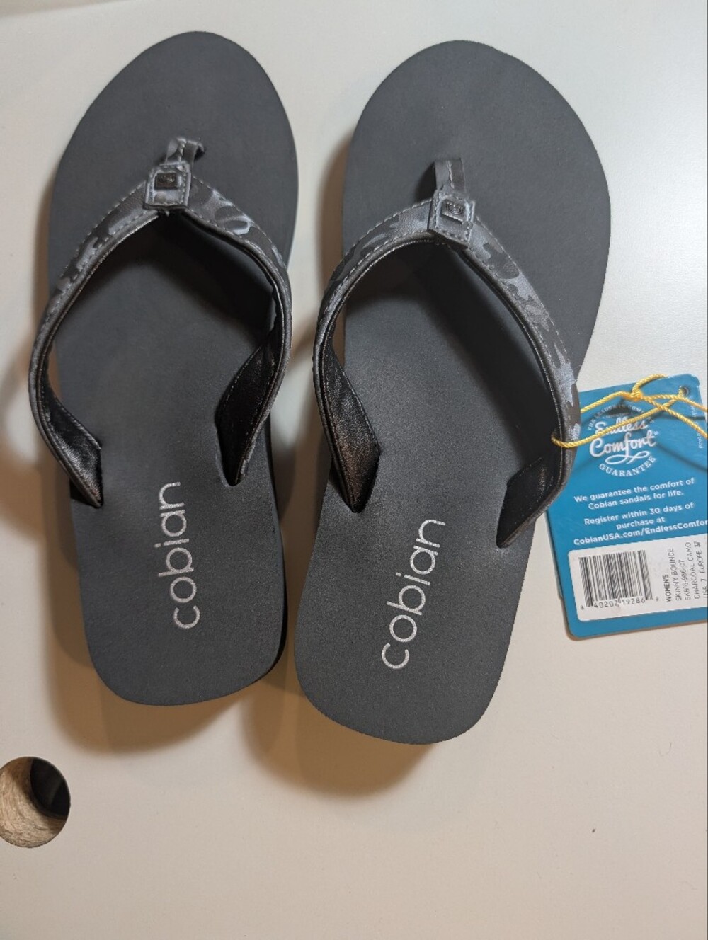 Cobian Black Women's Size 7 Logo Flip Flops NWT